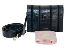 Radley Cross Body Bag Small HAVEN STREET STRIPE FAUX CROC Black Leather RRP 169