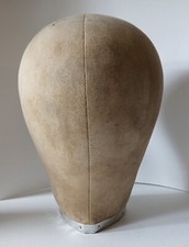 Vintage Canvas Millinery Head Block Hat Wig Stand Shop Display 58cm Diameter