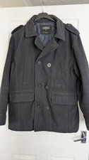 Next Mens Black Wool Pea Coat