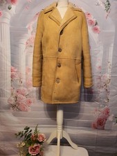 Antartex 80s Sheepskin Shearling Coat Women’s Tan Leather Vintage Jacket UK 8/10