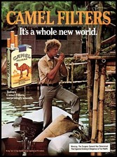 1985 Camel Filters Vintage Print Ad River Zodiac Boat Jungle Bamboo Wall Art