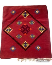 Vintage Kilim Cushion Cover White Square Wool Kelim Pillow Decor 65x53cm