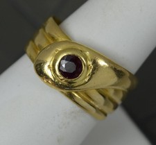 Heavy Antique 18ct Gold and Ruby Snake Ring