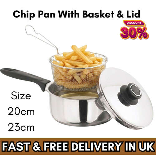 23cm chip pan with - basket, and