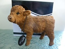 Pet Pals Highland Cattle Calf Vivid Arts Figurine Indoor or Outdoor