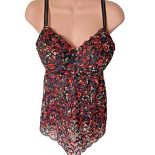 MARKS & SPENCER M&S Black & Red Berry Mix Lace Camisole Top Marks Size 16