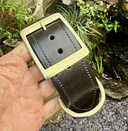 Handmade black leather dog - black,