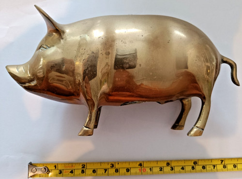 Vintage brass pig - pig, money