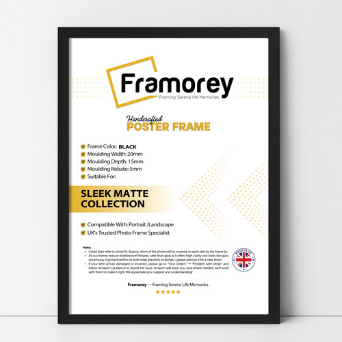 Black poster frame sleek matte - poster,