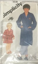 70s 80s Simplicity Sewing Pattern Childs Front Wrap Robe 3-4 Year Old