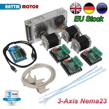 EU｜3 Axis Nema 23 Stepper Motor Driver Mach3 CNC Controller Kit,270oz-in,76mm,3A
