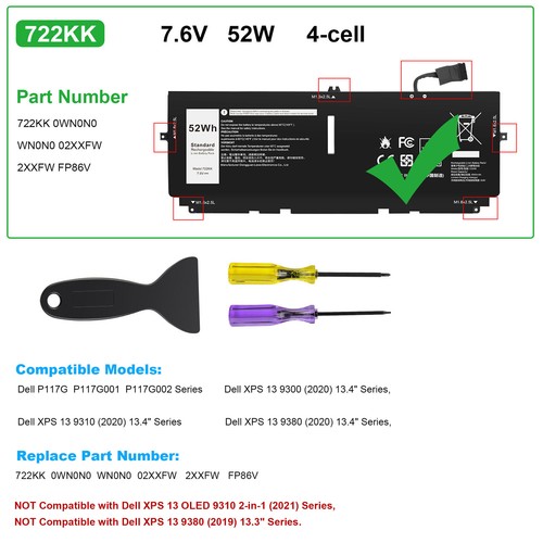 722kk battery for dell xps - for,