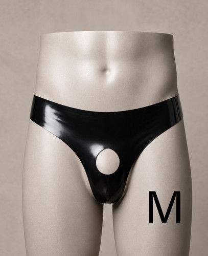 Mens black latex peephole - mens,