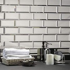 Trendi 22pcs Glass Mirrored Bevelled Wall Tiles Mirror Brick Perfect For Home