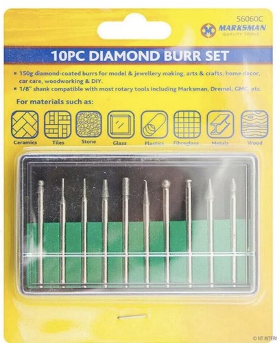 10pc diamond burr bit set - 10pc,