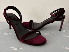 Ladies Size 5 38 Wide-Fit Next Forever Comfort Burgundy Red Velvet Heels Shoes