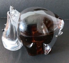 Stylized Glass Hippo ' Unknown Maker - 7 x 9cm