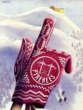 TRAVEL WINTER SPORT PYRENEES MOUNTAIN CHALET SNOW SKI FRANCE POSTERBB7702B