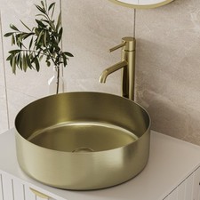 Stainless Steel Brass Round Countertop Basin 400mm - Zorah ZORAHBR400
