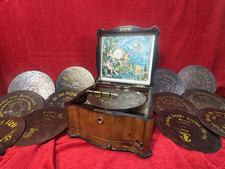19th Century Music Cylinder Polyphon Swiss Victorian Inlaid Music Box Circa 1870
