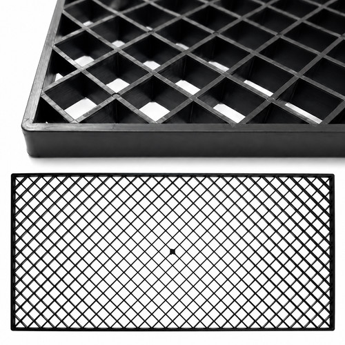 Diamond cut filter grids - x,