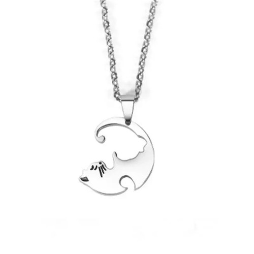 Two cat couple necklaces - cat,