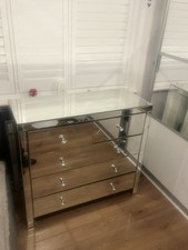 7 Piece Set Of Mirrored Glass Furniture (drawers, dressing table and more)