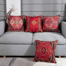 Awowee Set of 4 Cushion Covers 50X50Cm/20X20Inches Colorful Red Tribal Home Dec