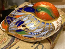 Royal Crown Derby TEAL Duck Water Bird GOLD Stopper Paperweight 2002 vgc