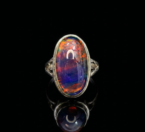 Aurora opal dainty ring - aurora,