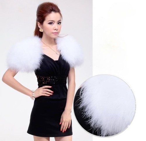Real ostrich feather fur shawl - feather,
