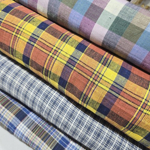 Madras check cotton linen - check,