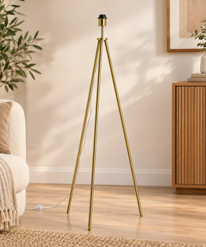 Brass tripod floor lamp base - brass,