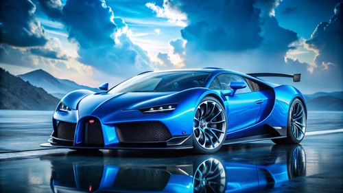 Blue bugatti chiron super - blue,