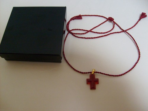 Lalique red acrylic - acrylic, cross