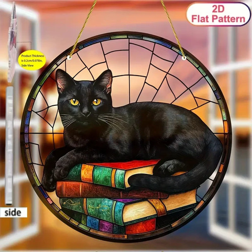 Black cat lying stacked - cat,