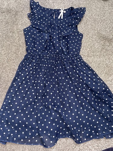 Girls navy blue - navy, spotty