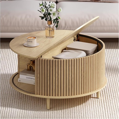 Round coffee table - w/, storage