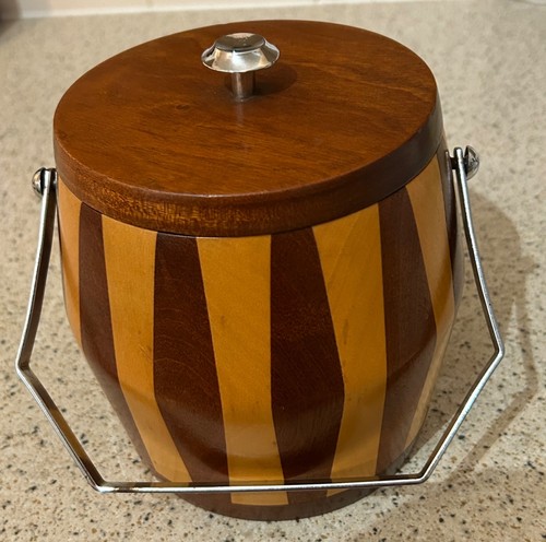 Vintage wooden biscuit barrel
