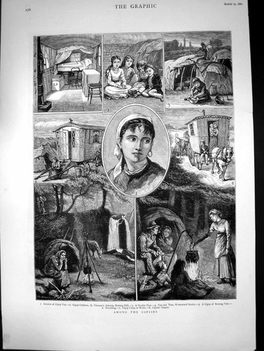 Old 1880 gipsy van children - 1880,