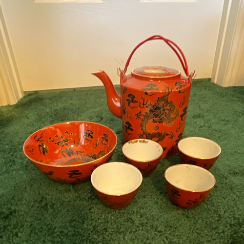 Ceramic dragon tea set - set, 6oz