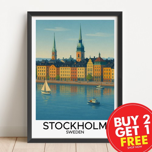 Stockholm sweden travel print - travel,