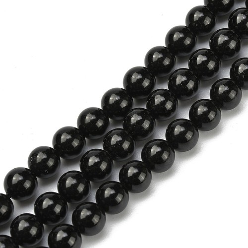 Natural black tourmaline beads - black,