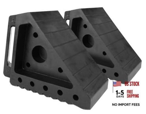 Black solid rubber wheel chock - black,