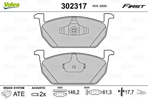 Front disc brake pad set - brake, valeo