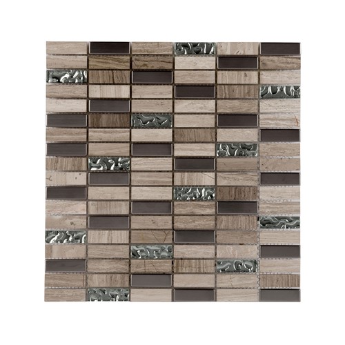 Beige stone mosaic tile - mosaic,