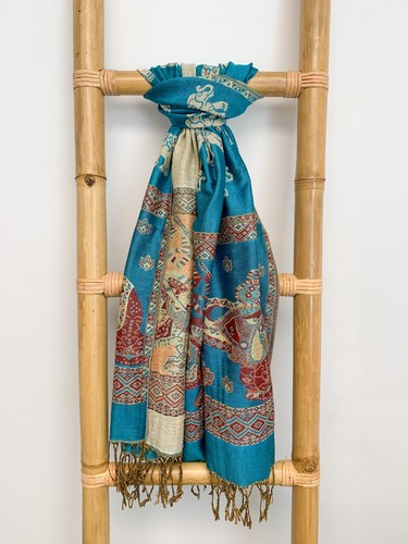 Turquoise and gold elephant - gold,