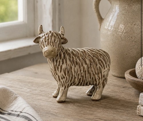 Glazed highland cow ornament - highland,
