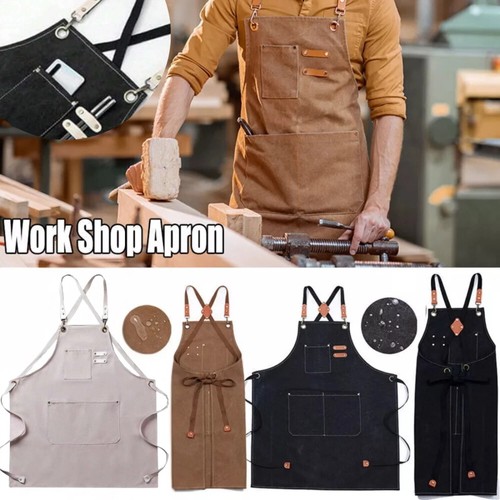 Canvas leather apron bbq - canvas,