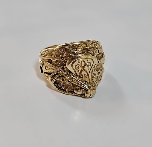 9ct yellow gold saddle ring - yellow,